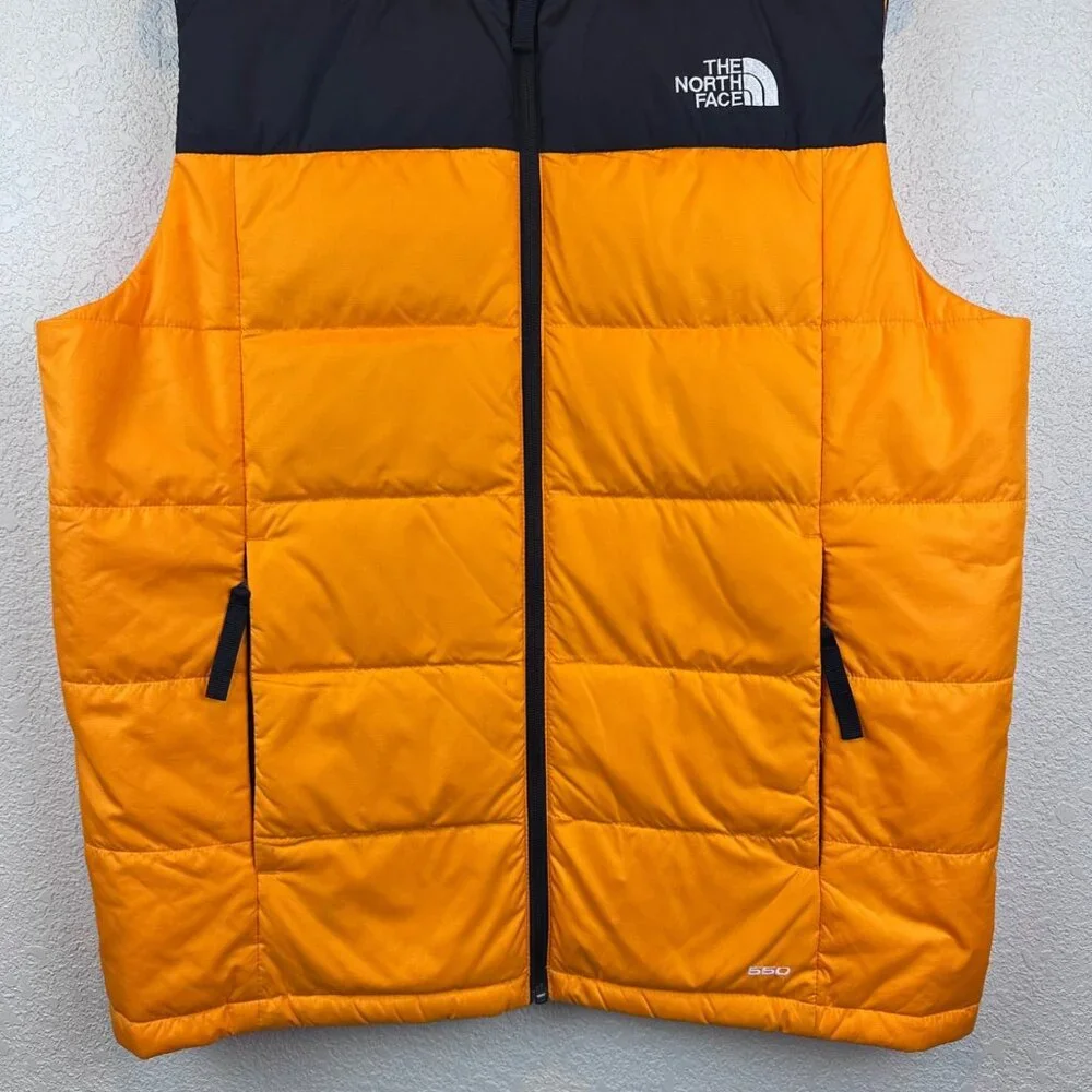 The North Face Orange Black Puffer Vest Mens M Zip Outdoor Gorpcore - Picture 6 of 12